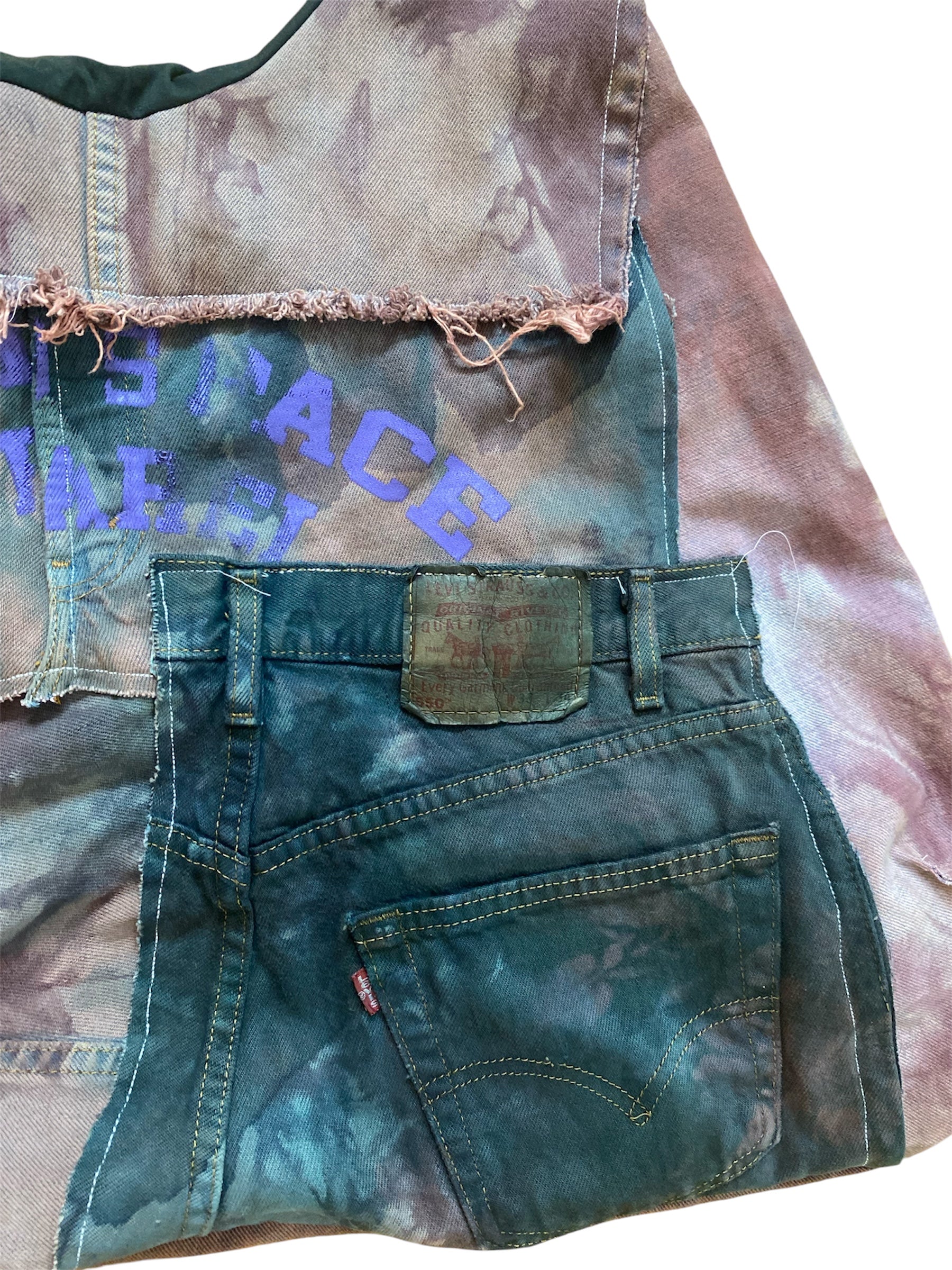 dyed denim tote