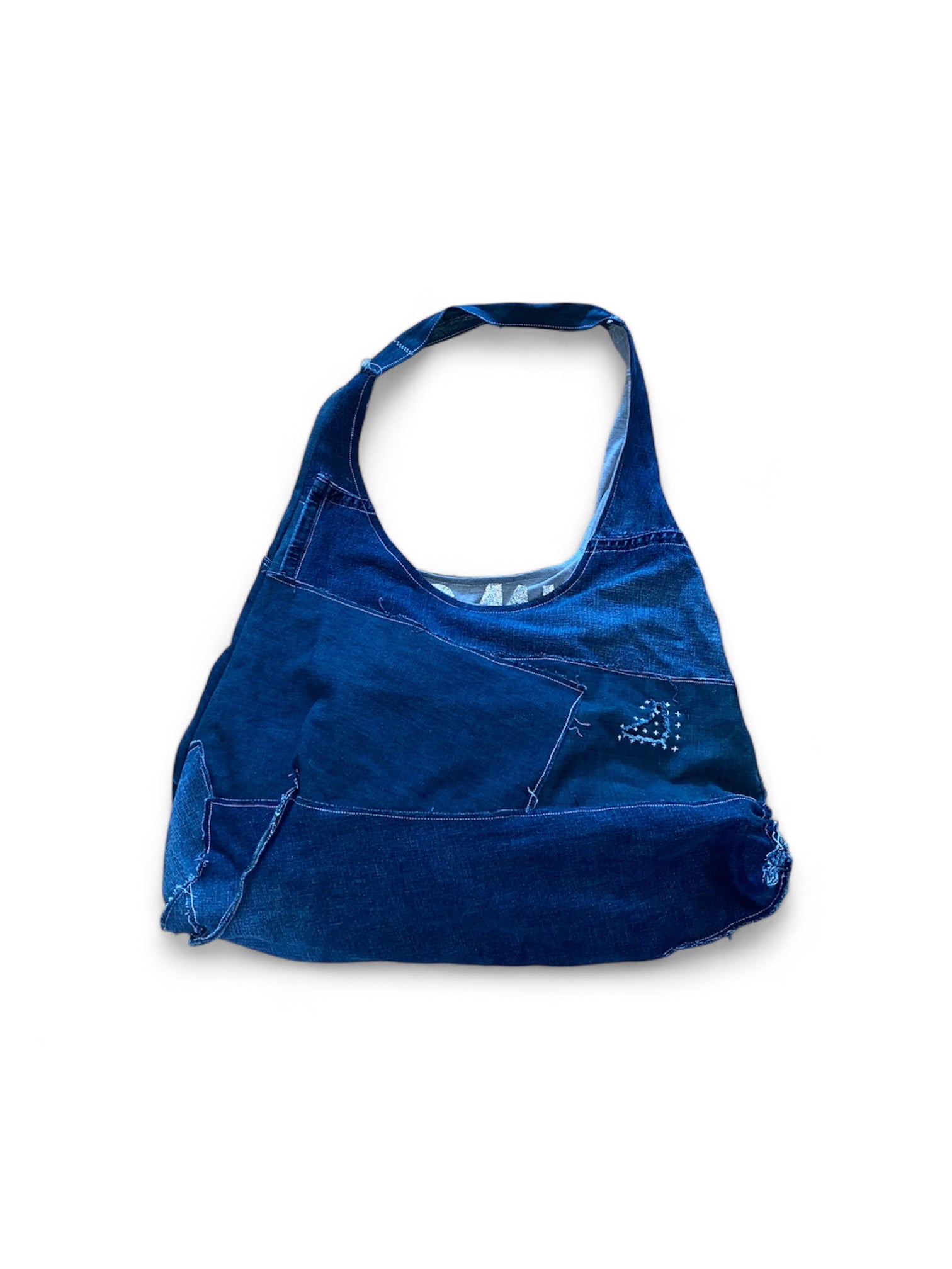 repurposed denim sling tote